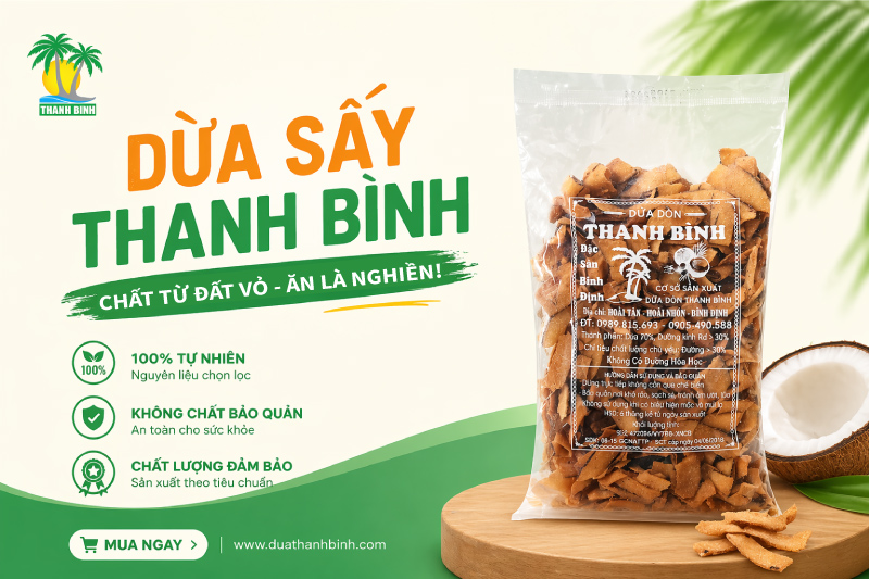 Dừa khô sấy giòn Thanh Bình: Gói trọn tinh hoa đất võ Bình Định qua 21 năm.