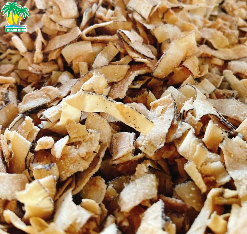 Dừa sấy giòn Thanh Bình với độ ngọt thanh, hương thơm dịu nhẹ, giòn rôm rốp