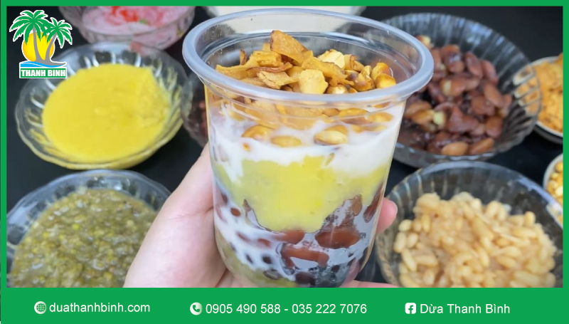 Ly chè với topping dừa sấy khô siêu ngon khó cưỡng